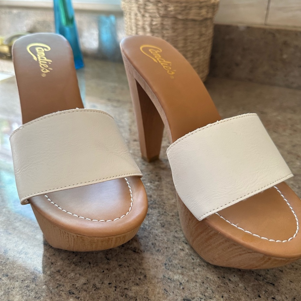 Candie’s creamy white platform Sandals